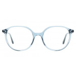 Colibris Eyewear Damenbrille Hera in rundem, transparent-blauem Gestell frontal abgebildet.
