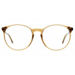 Colibris Eyewear Damenbrille Jana in rundem, hellbraunem Acetat-Gestell, Vorderansicht.