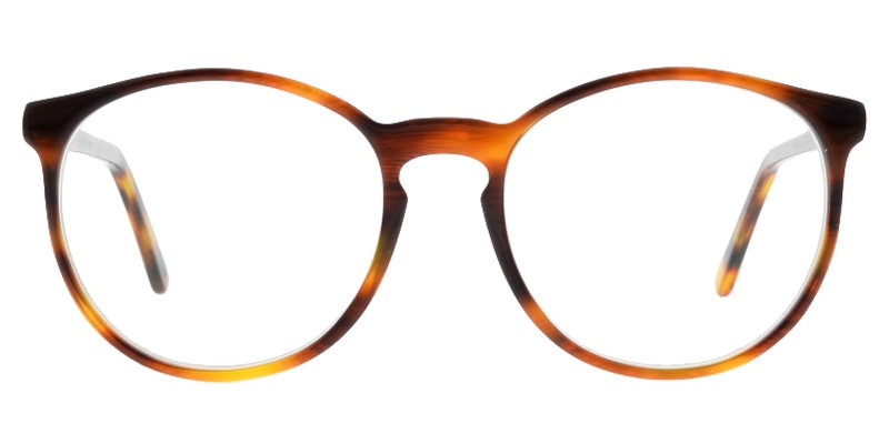 Jana-66 Braun Colibris Eyewear Damenbrille Jana in runder Form mit braunem Havanna-Muster, Vorderansicht.