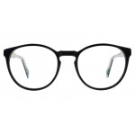 Colibris Eyewear Damenbrille Lisa D., runde schwarze Fassung, frontal auf weißem Hintergrund.