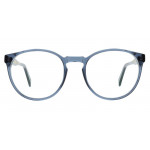 Colibris Eyewear Damenbrille Lisa D., runde blaue Fassung, Frontansicht auf weißem Hintergrund.