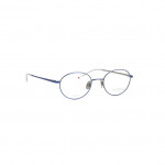 Runde Unisexbrille makellos ME 1073 mit dünnem, blauem Metallrahmen.