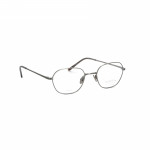Herrenbrille Makellos ME 1076 mit rundem, silbernem Metallrahmen auf weißem Hintergrund.