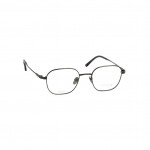 Unisexbrille makellos ME 1079 mit dünnem, schwarzen Metallrahmen und klaren Gläsern.