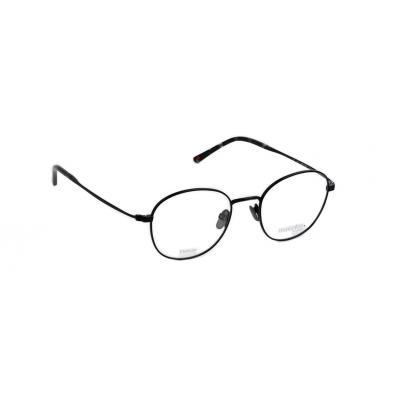 Schwarze Unisexbrille makellos ME 1081 mit rundem Metallgestell auf weißem Hintergrund.