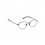 Schwarze Unisexbrille makellos ME 1082 mit rundem Metallgestell und transparenten Gläsern.