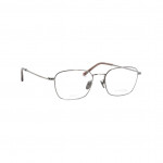 Herrenbrille Makellos ME 1086 mit eckigem, dünnem Metallrahmen in Silber und braunen Bügeln.