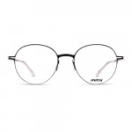 Unisex Brille MITA MT1016, schwarze runde Metallrahmen mit klaren Gläsern.