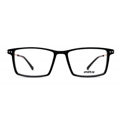 Unisex Brille MITA MT1019, rechteckiger schwarzer Rahmen, klaren Gläser.