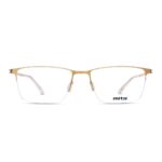 Unisex Brille MITA MT1022 mit goldfarbenem Rand und klaren Gläsern, auf einem weißen Hintergrund dargestellt.