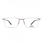 Unisex Brille MITA MT1022 mit silbernem rechteckigem Metallrahmen und klaren Gläsern.