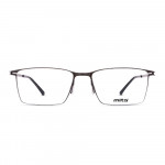 Unisex Brille MITA MT1022 in Schwarz mit rechteckigen Gläsern und schlankem Metallrahmen, frontalansicht.