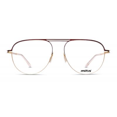 Unisex Brille MITA MT1023, dünner goldfarbener Rahmen mit runden Gläsern und minimalistischen Bügeln.