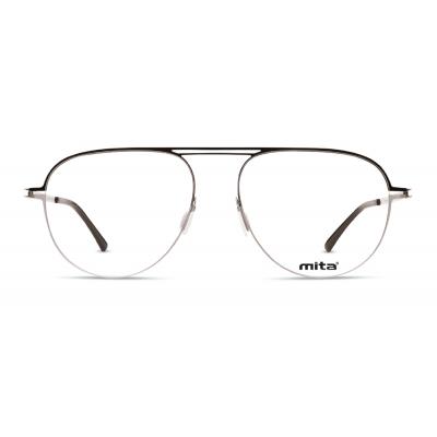Unisex Brille MITA MT1023 mit schwarzem Rahmen, runden Gläsern und bequemen Nasenpads. Ideale Mischung aus Stil und Komfort.