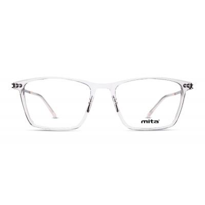 Unisex Brille MITA MT1024, transparente Rahmen, rechteckige Gläser, minimalistisches Design für stilvolles und vielseitiges Tragen.