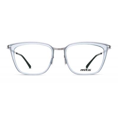 Damenbrille MITA MT1026 mit transparentem Rahmen und schwarzem Bügeln, frontale Ansicht.