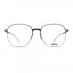 Damenbrille MITA MT1030, rechteckige Form, schwarzes Metallgestell mit klaren Gläsern. Logo "mita" unten rechts auf dem Glas.