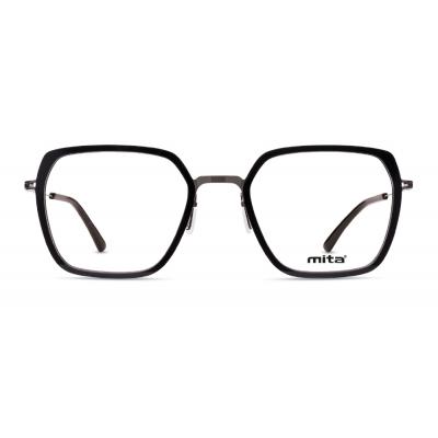 Damenbrille MITA MT1301, eckiges Design mit schwarzem Rahmen und dünnen Bügeln. Ideal für einen modernen Look.