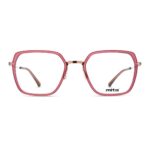 Damenbrille MITA MT1301 mit rechteckigem rosafarbenem Rahmen, Ansicht von vorne.