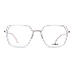 Damenbrille MITA MT1301 mit rechteckigem, silberfarbenem Rahmen und klaren Gläsern. Elegantes und modernes Design.