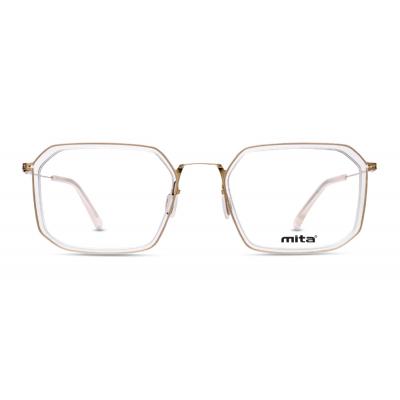 Damenbrille MITA MT1302 mit rechteckigen Gläsern und einem feinen, goldfarbenen Metallrahmen.