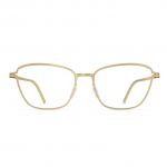 Damenbrille Neubau Lea T115 in Gold mit filigranem Metallgestell und modernen rechteckigen Gläsern, frontal abgebildet.