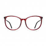 Rote Damenbrille Neubau Emma T118 mit runden Gläsern und dünnem Rahmen, Ansicht von vorne.