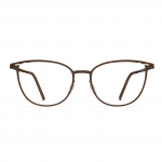 Damenbrille Neubau Clara T122 in Braun mit zarter Metallfassung und leicht gebogenen Gläsern, ideal für einen eleganten Look.