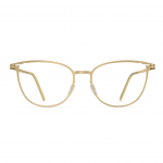 Damenbrille Neubau Clara T122 in goldfarbenem Metall mit filigranem Design und leicht ovaler Rahmenform, Vorderansicht.