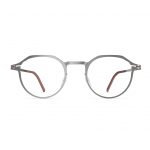 Herrenbrille Neubau Nino T123 in modernem Design mit runden Metallrahmen und braunen Bügeln, ideal für stilbewusste Träger.