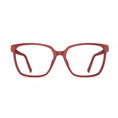 Rote Damenbrille Neubau Janis T124 mit rechteckigen Gläsern und schlankem Design, frontal abgebildet.