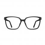 Schwarze Damenbrille Neubau Janis T124 mit quadratischem Rahmen, geradlinigem Design und modernen Kunststoffbügeln.