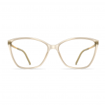 Damenbrille Neubau Leni T128 in transparentem Beige mit elegantem Cat-Eye-Design und schmalen Bügeln.