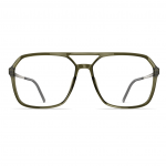 Herrenbrille Neubau Rupert T131 mit olivgrünem Gestell in modernem Design, frontale Ansicht.