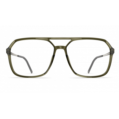 Herrenbrille Neubau Rupert T131 mit olivgrünem Gestell in modernem Design, frontale Ansicht.