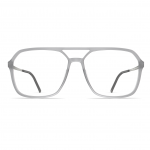 Herrenbrille Neubau Rupert T131 in Grau, rechteckiges Gestell mit dezenter Doppelsteg-Optik und schlanken Bügeln.