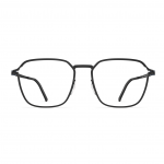 Herrenbrille Neubau Marlin T135 mit schwarzem, rechteckigem Rahmen und dünnen Metallbügeln, frontal dargestellt.