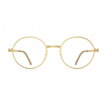 Unisexbrille Neubau Jona T136 in Gold mit runden Rahmen, schlankem Design und transparenten Nasenpads.