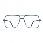 Herrenbrille Neubau Viktor T137 in Blau mit rechteckigem, filigranem Rahmen und doppelt verstärkter Brücke.