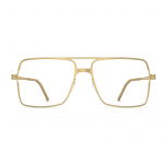 Herrenbrille Neubau Viktor T137 in goldener Farbe, rechteckiges Design mit dünnem Rahmen und Doppelsteg.
