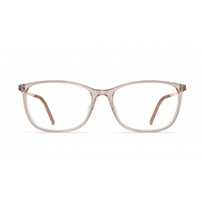 Damenbrille Neubau Paula T138 in transparentem Beige mit leicht rechteckiger Form und schlanken Bügeln, frontal abgebildet.