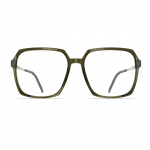 Damenbrille Neubau Katharina T141 in quadratischer Form mit olivgrünem Rahmen, filigranen Bügeln und transparenten Gläsern.