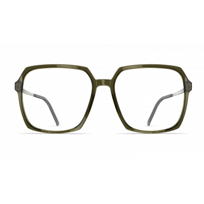 Damenbrille Neubau Katharina T141 in quadratischer Form mit olivgrünem Rahmen, filigranen Bügeln und transparenten Gläsern.
