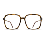 Damenbrille Neubau Katharina T141 mit eckigem Gestell in Havanna-Farbe, frontalansicht.