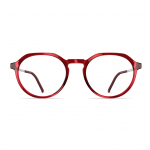 Herrenbrille Neubau Michi T143 in Rot mit runden Rahmen aus Kunststoff, modernem Design und schmalen Bügeln.