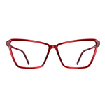 Damenbrille Neubau Quinn T144 in klarem Rot mit modernen geometrischen Fassungen, passend für stilvolle Looks.