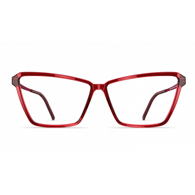 Damenbrille Neubau Quinn T144 in klarem Rot mit modernen geometrischen Fassungen, passend für stilvolle Looks.