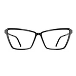 Damenbrille Neubau Quinn T144 in Schwarz mit rechteckigem Design und filigranem Rahmen, frontalansicht.