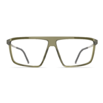 Herrenbrille Neubau Freddy T145 in modernem Design, mit rechteckigem Rahmen in olivgrüner Farbe aus nachhaltigen Materialien.