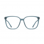 Damenbrille Neubau Judit T146 in modernem Design mit rechteckigen, mattblauen Rahmen und schlanken Bügeln.
